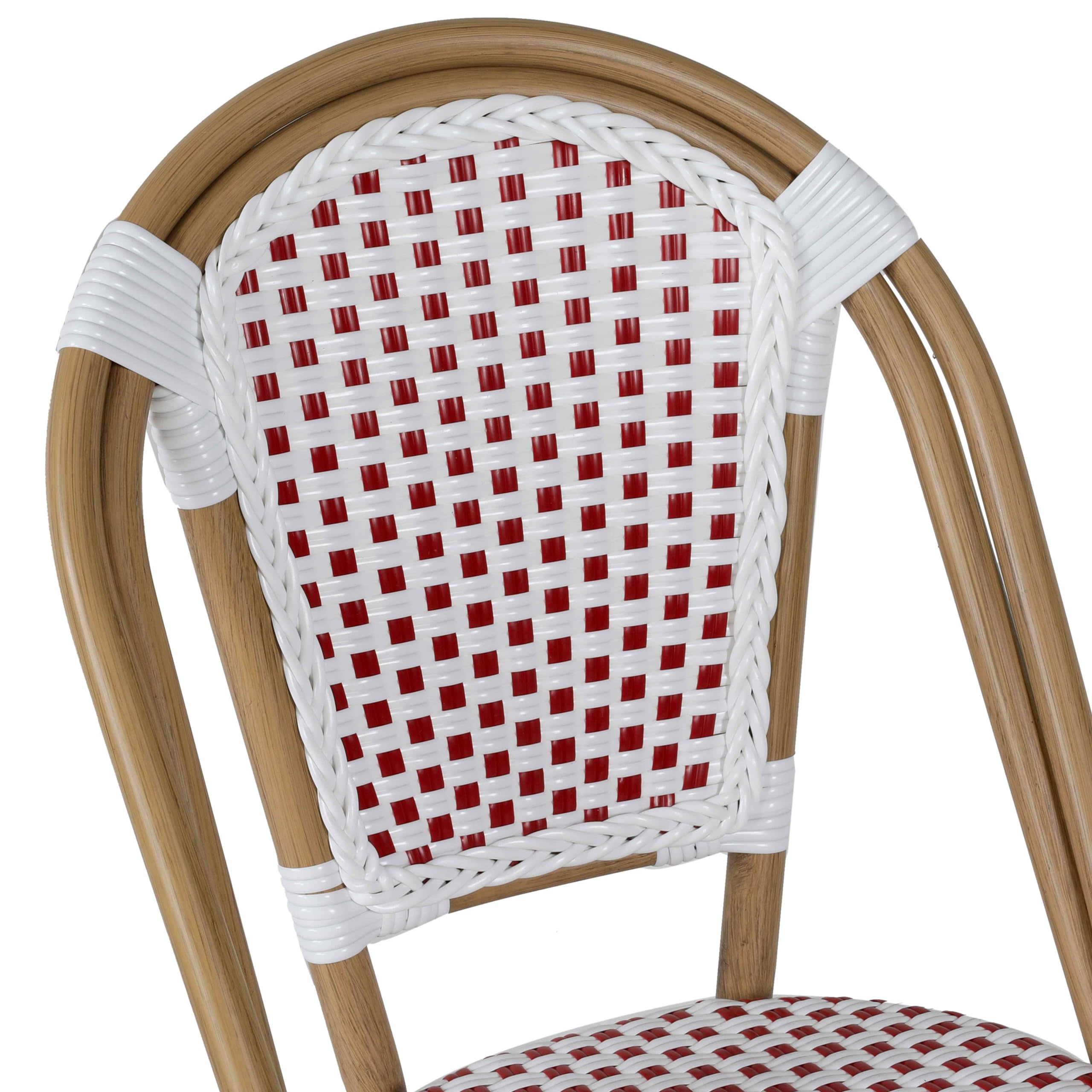 Oviala Chaise de terrasse bistrot Parisien en Aluminium et rotin Rouge