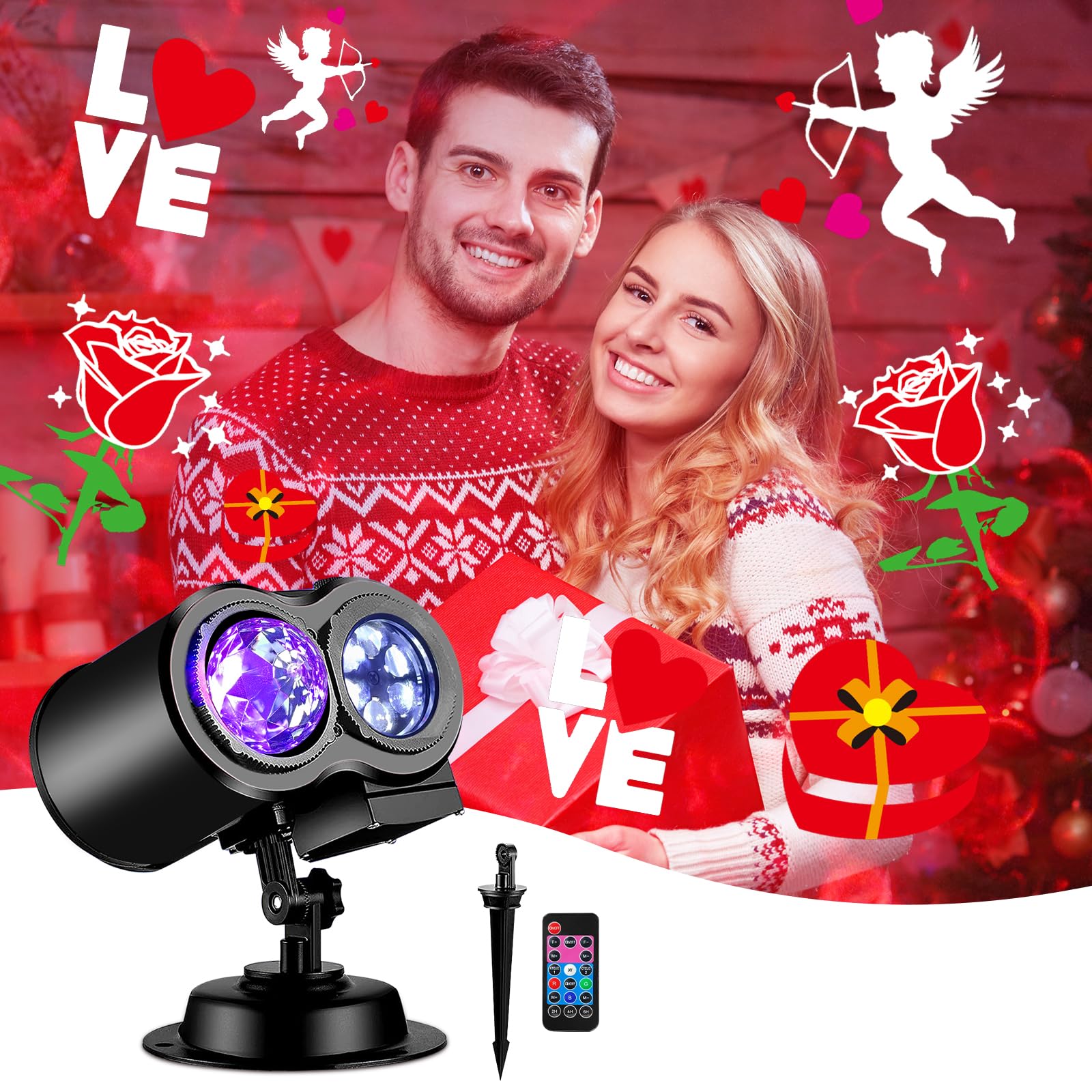 Brighter Halloween Decorations, Outdoor Christmas Projector & Projector Lights, Update 2023, 19 HD Effects (3D Ocean Waves & Patterns), 11 Holiday Projectors, Light Show