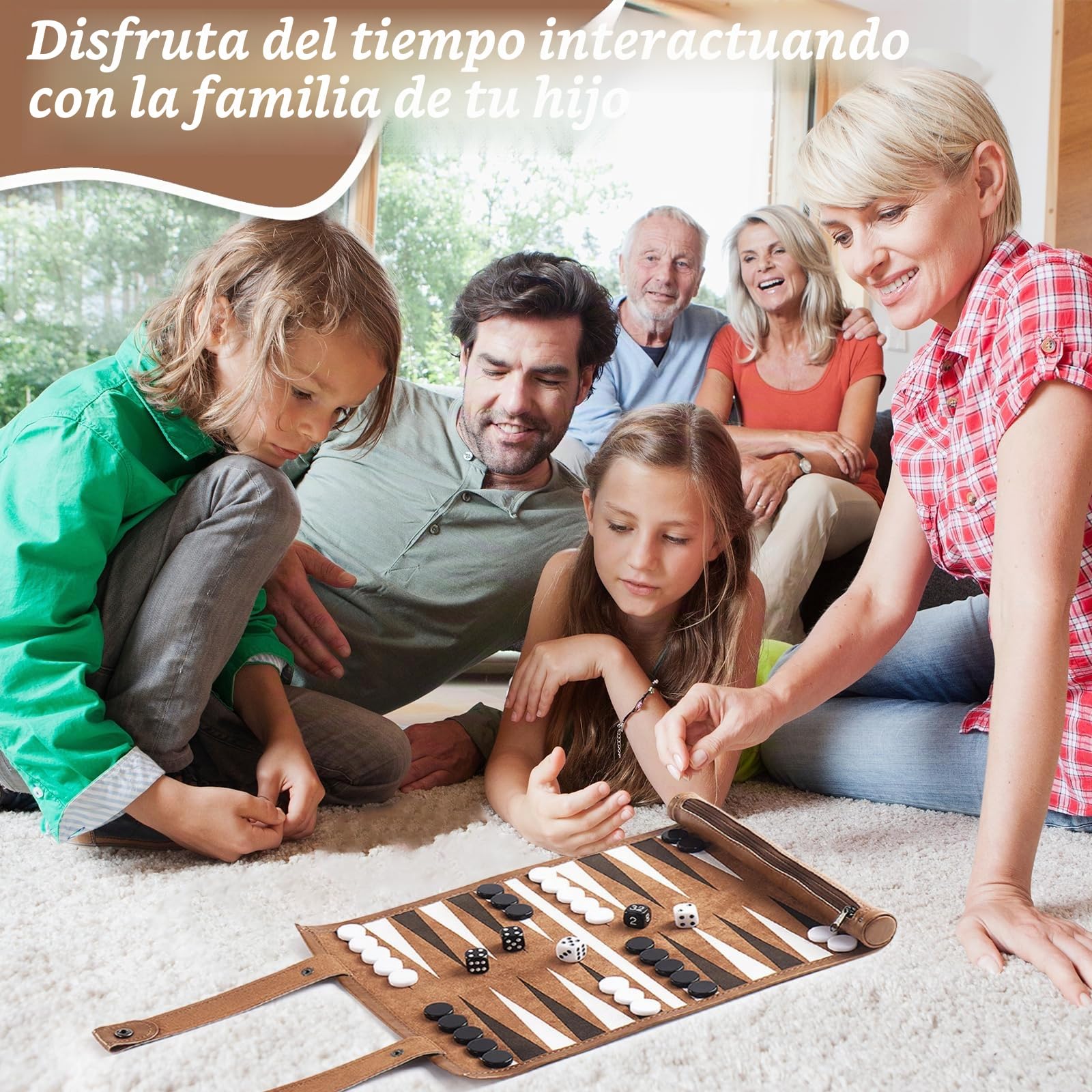 Juego de Backgammon Clásico para 2 Jugadores para Adultos y Niños