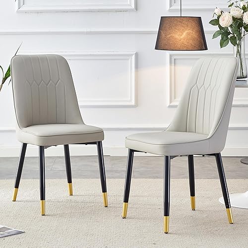 Miniatura 2 de Juego de 2 sillas de comedor para sala de estar, cocina, dormitorio, Sillas De Comedor para Comedor, cómodas y modernas, de piel sintética, patas de