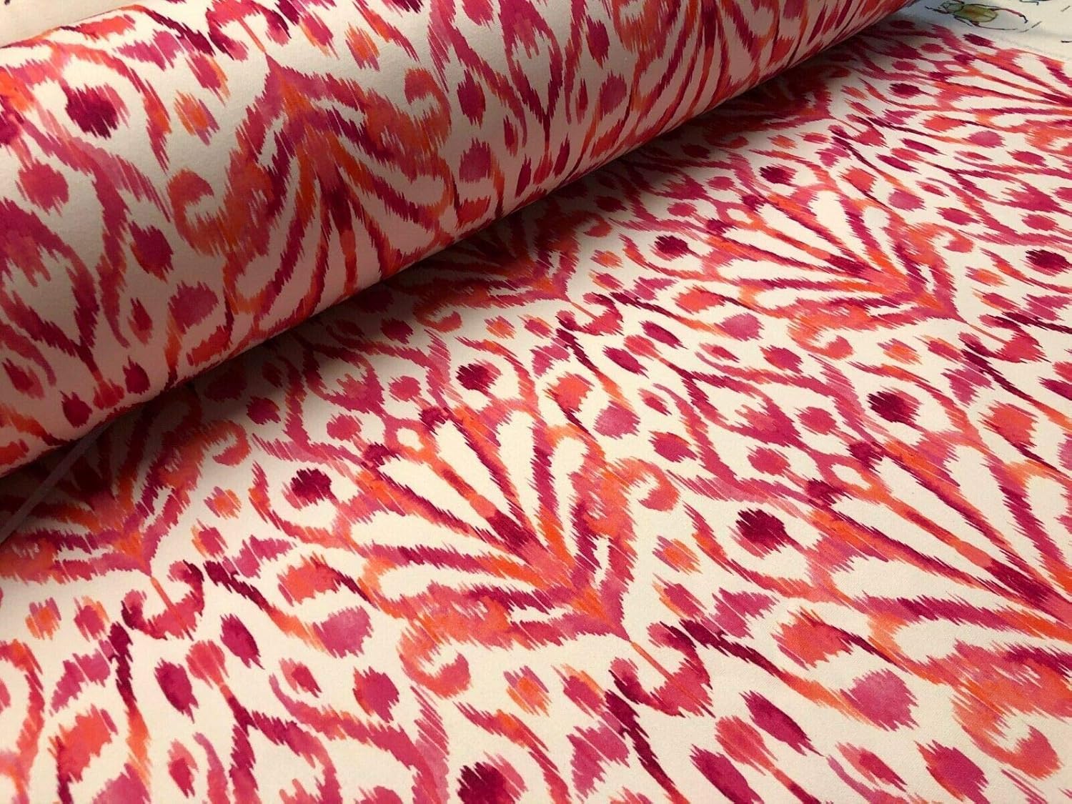 Tissu floral damassé rose Ikat géométrique cachemire en coton pour rideaux, coussins, décoration d'intérieur, 140 cm de large (2 mètres)