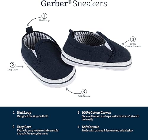 Miniatura 6 de Gerber Zapatos deportivos sin cordones para bebé recién nacido, niño y niña