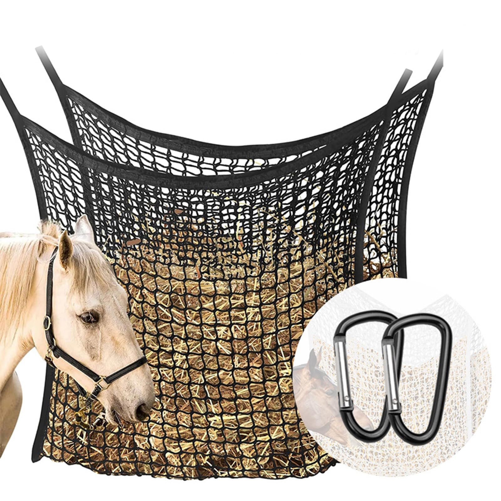 ordinarYone Set di 2 sacchetti a rete per fieno per cavalli di grande capacità con design facile da appendere per stalle agricole forniture di alimentazione per cavalli