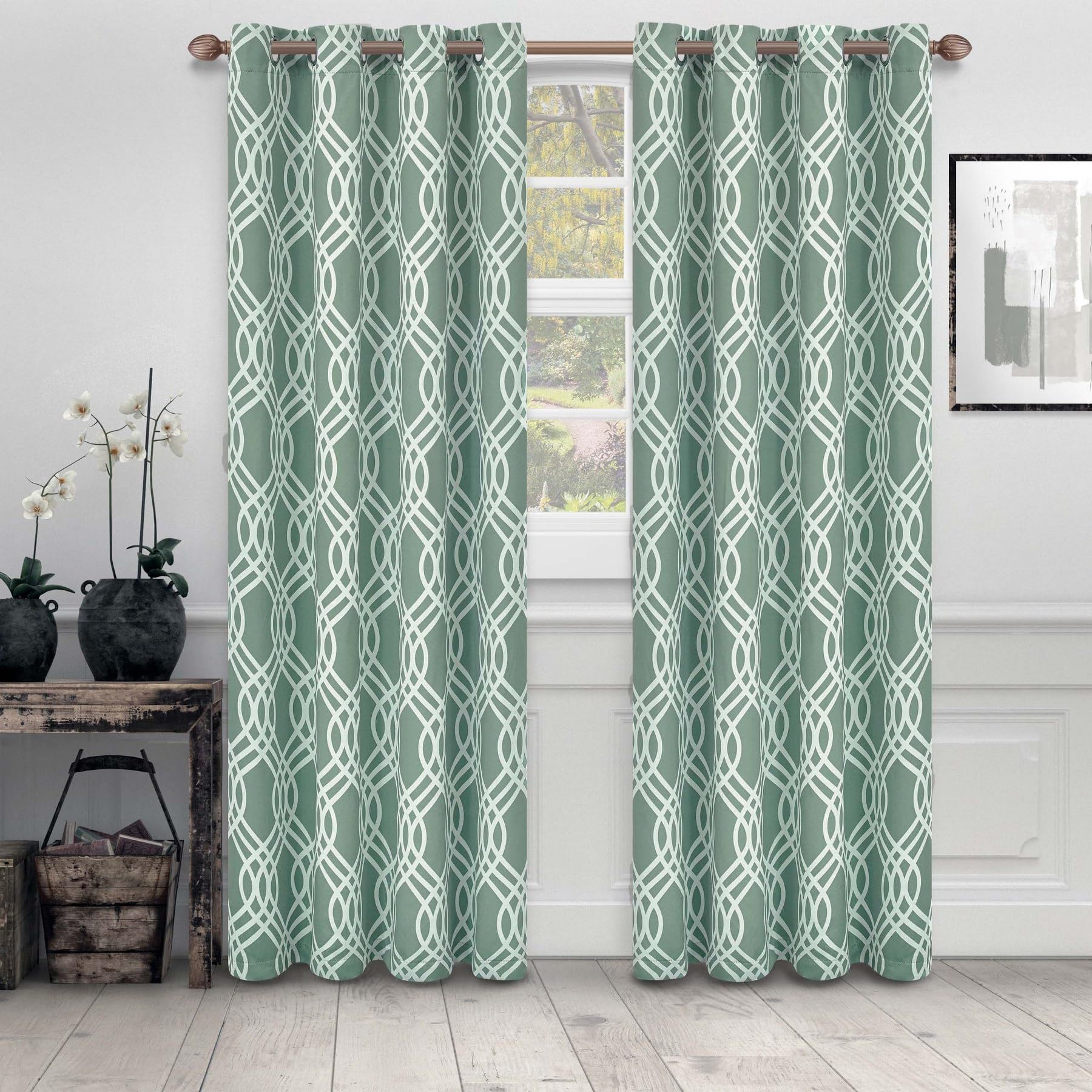 Paire de rideaux Ribbn-GR bleu sarcelle 52x108 pouces pour habiller vos fenêtres