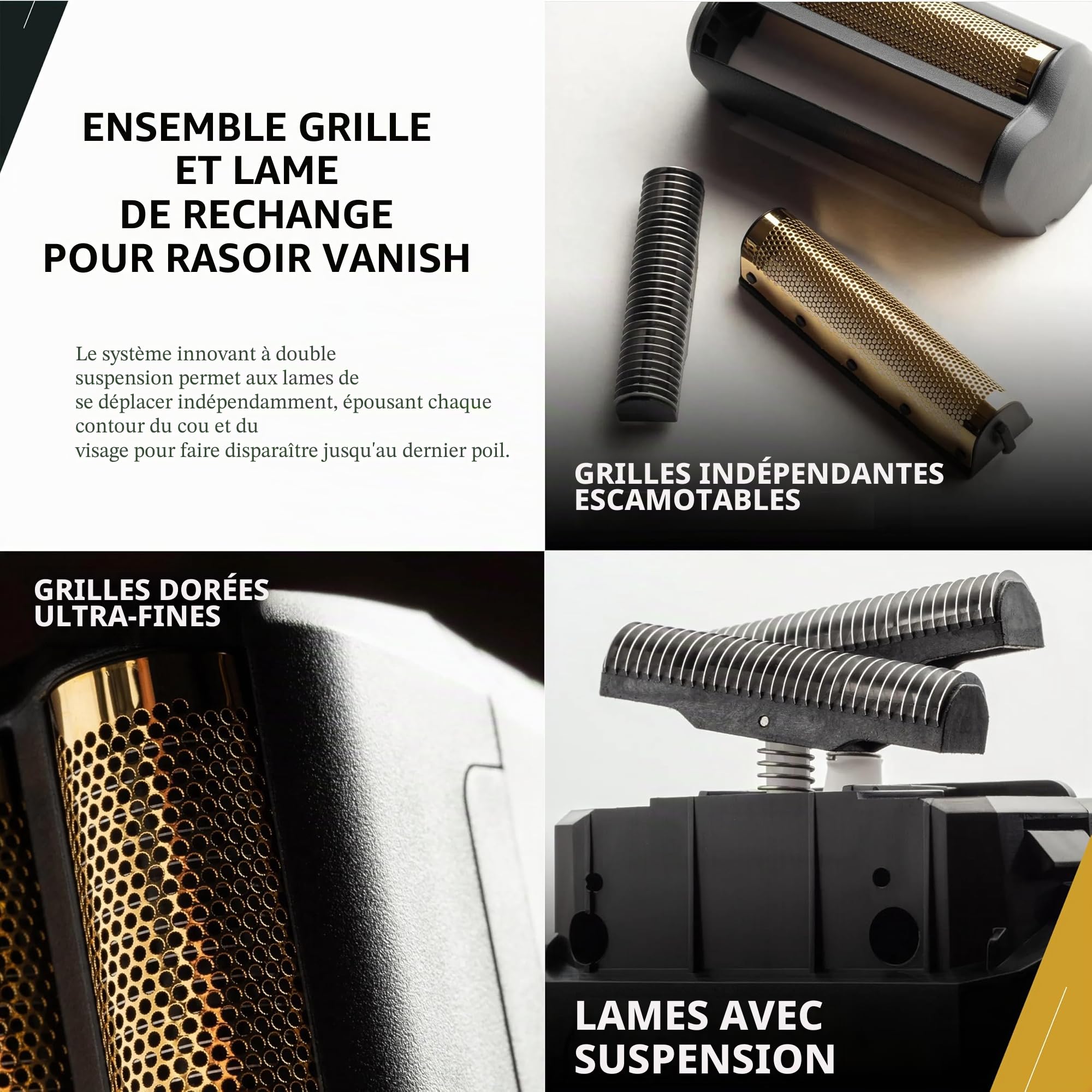 WAHL Vanish Foil, Remplacement, Lame et lame de coupe, Rasoir mobile, Coupe précise, Accessoires de soins, Pièces de rechange, Soins pour hommes, Pièces de rasoir, Or, Sans bosses, Vanish