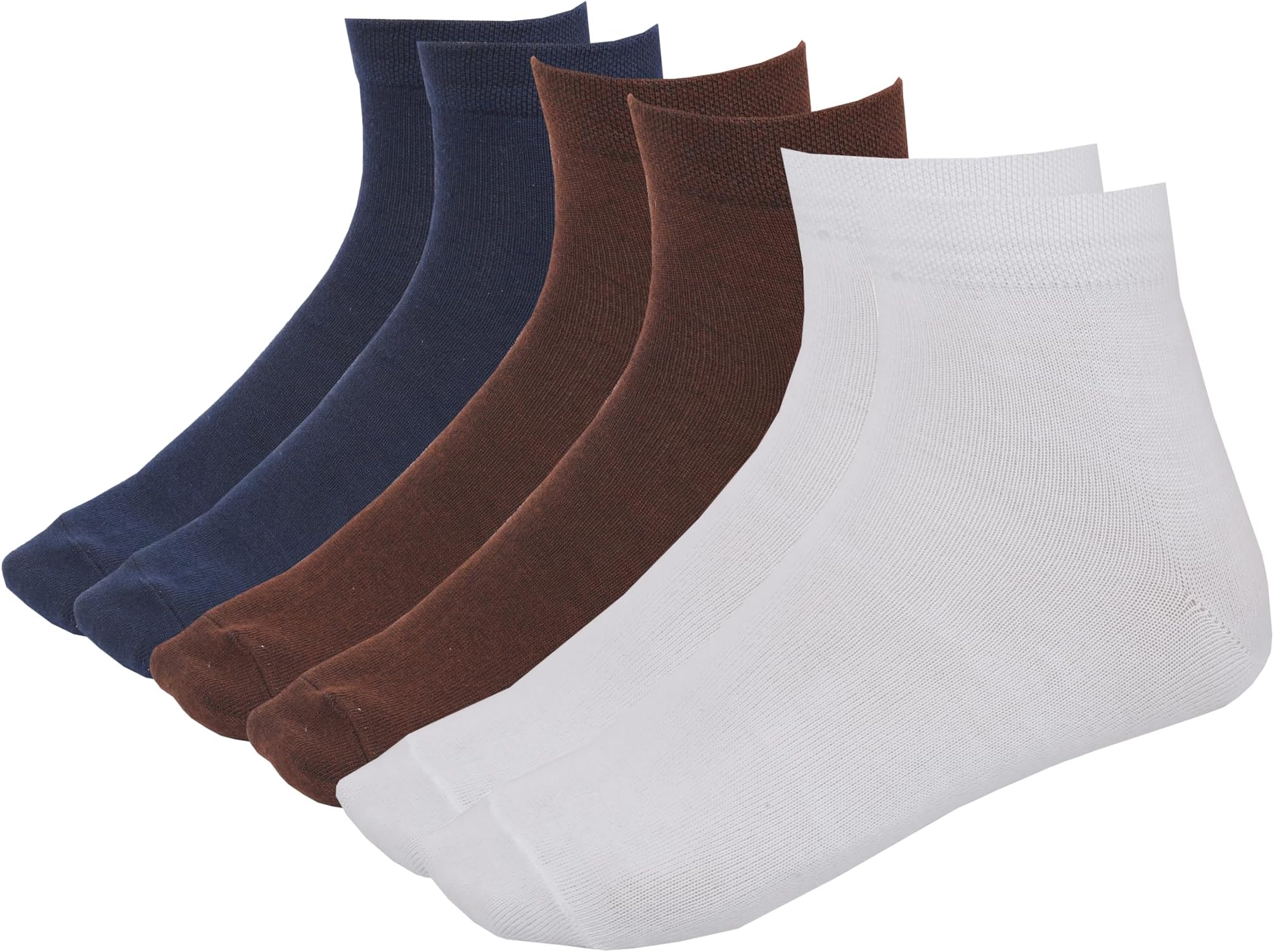 Men Polyester Ankle Socks Soft Comfortable Durable Breathable 3 Pack Navy Blue, White, Brown., Navy Blue, White, Brown, One Size