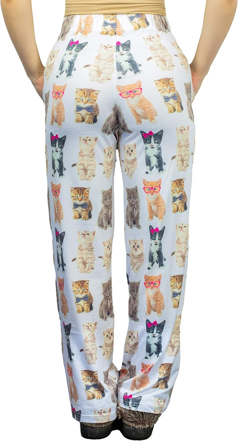 BRIEF INSANITY Cat Print Lounge Pajama Pants for Women & Men - Soft Silky Unisex Sleep Bottoms - Image 4