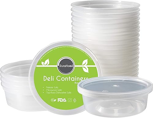 Miniatura 2 de DurahomeRecipientes de plástico deli con tapas calidad premium apto para microondas transparente almacenamiento de alimentos contenedor deoz