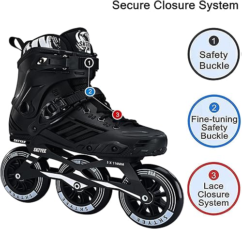 Miniatura 4 de Patines en línea de 3 ruedas para hombres y mujeres, patines de velocidad en línea de alto rendimiento para adultos con ruedas de 4.331 in, patines