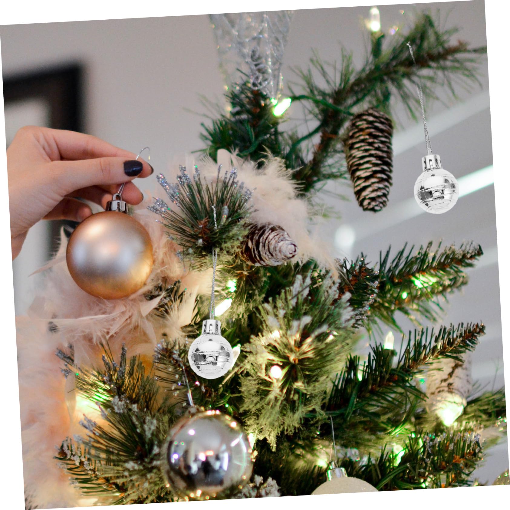 12stücke Hänge-Ornamente Für Weihnachtsbaum Kugelform Hänge-Dekoration Für Innenraum Weihnachtsbaum-Dekoration Party-Dekorationen