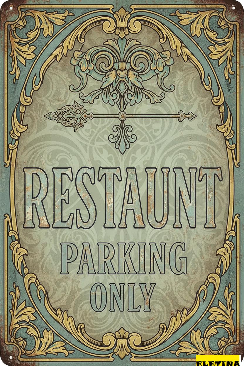 Restaurant Parking Only Tin Sign, 8x12 Inch Business Decor