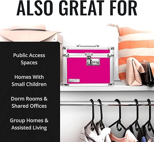 Miniatura 8 de Caja de seguridad Vaultz con combinación, 7.25 x 10 x 7.75 pulgadas, caja fuerte para dinero, documentos y medicamentos, color rosa