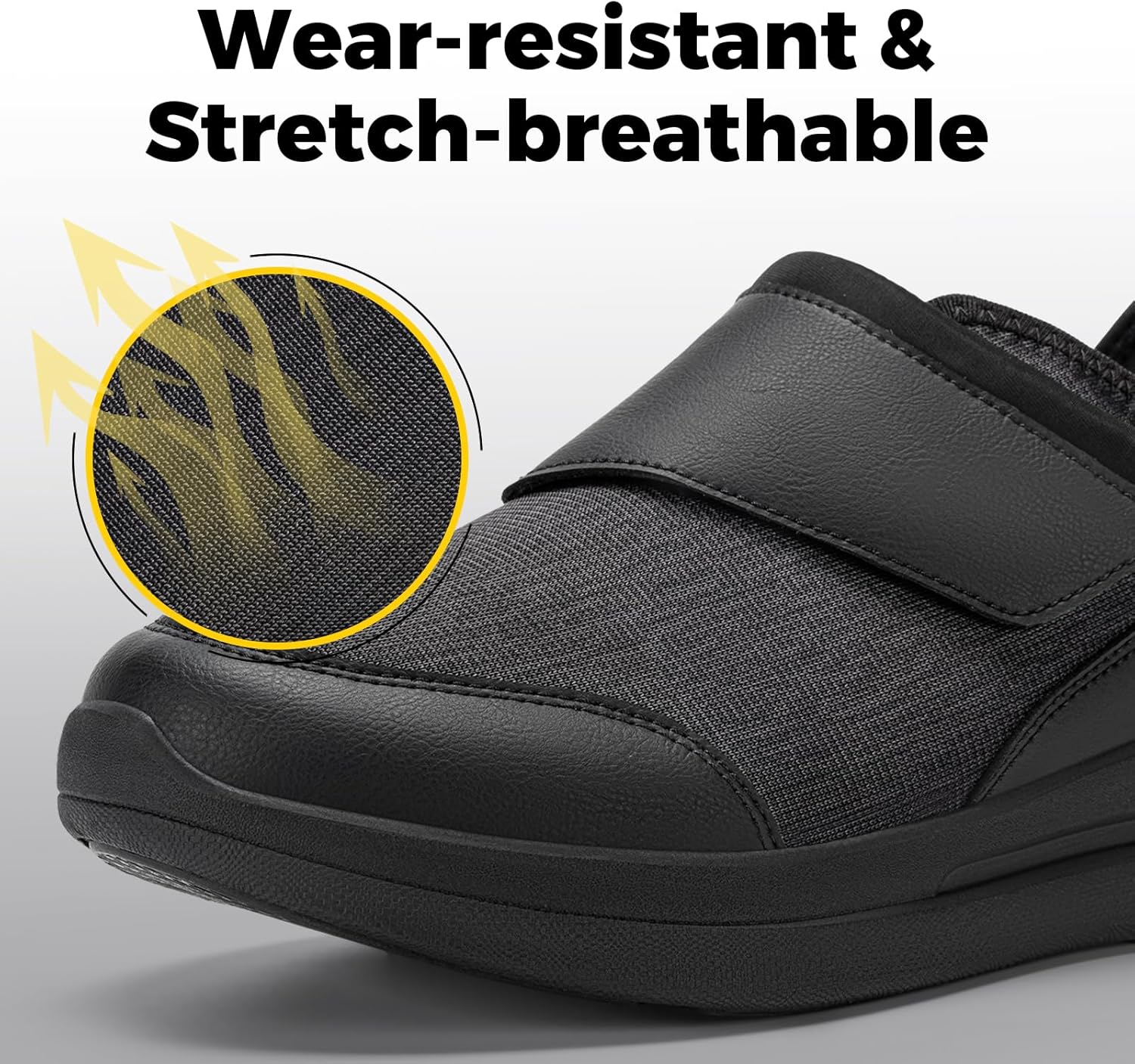 FitVille Diabetic Shoes for Men, Extra Wide & Adjustable Strap for Sensitive Feet, All-Day Comfort and Stability for Walking, Work & Daily Ease, EasyTop Pro V1 - Image 4