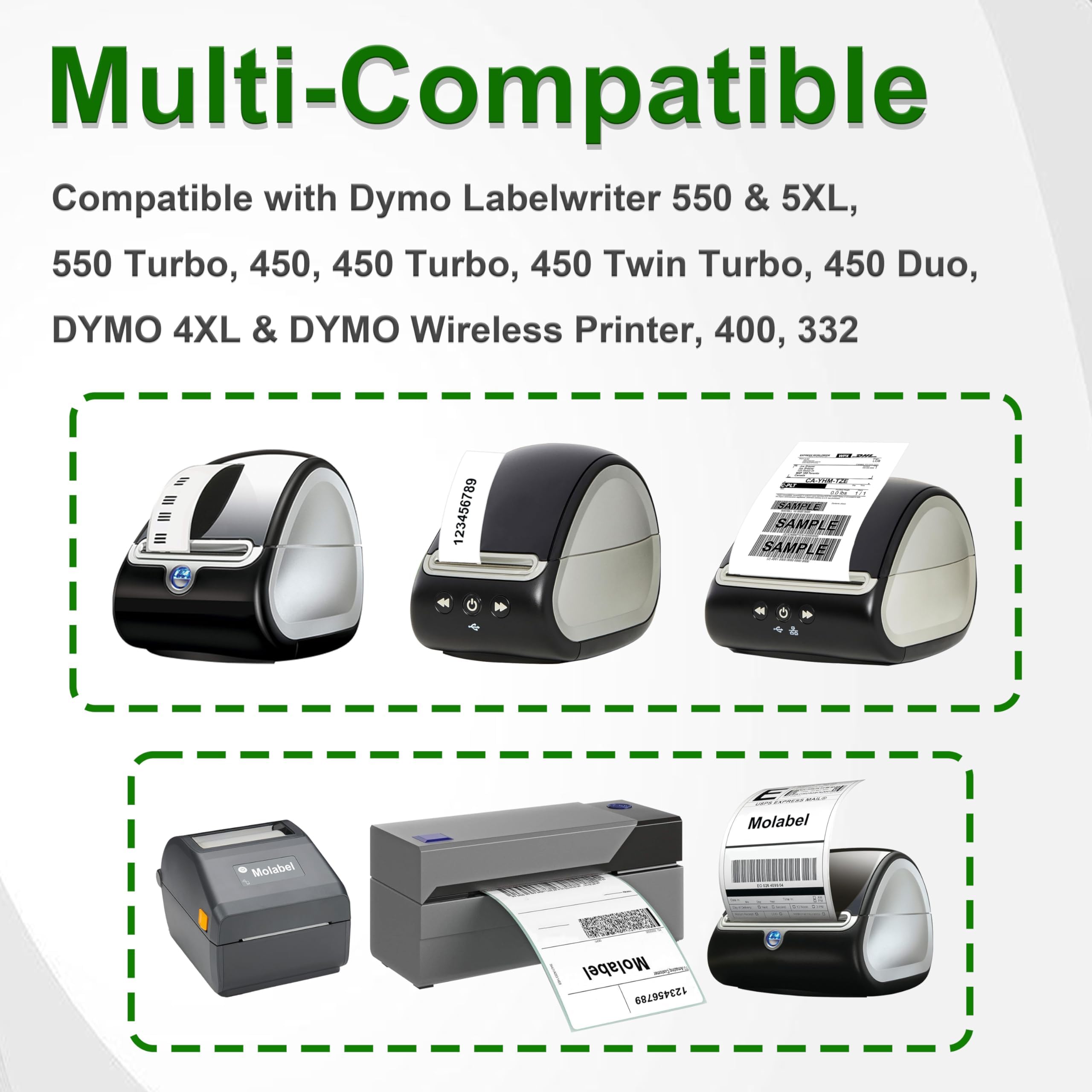 10Rlx RFID 500Étiq Compatibles avec Dymo 11352 S0722520 25mm x 54mm | Compatible with Dymo LabelWriter 400, 450, 550, 5XL. Adhésif et durable, impression nette pour colis et courriers
