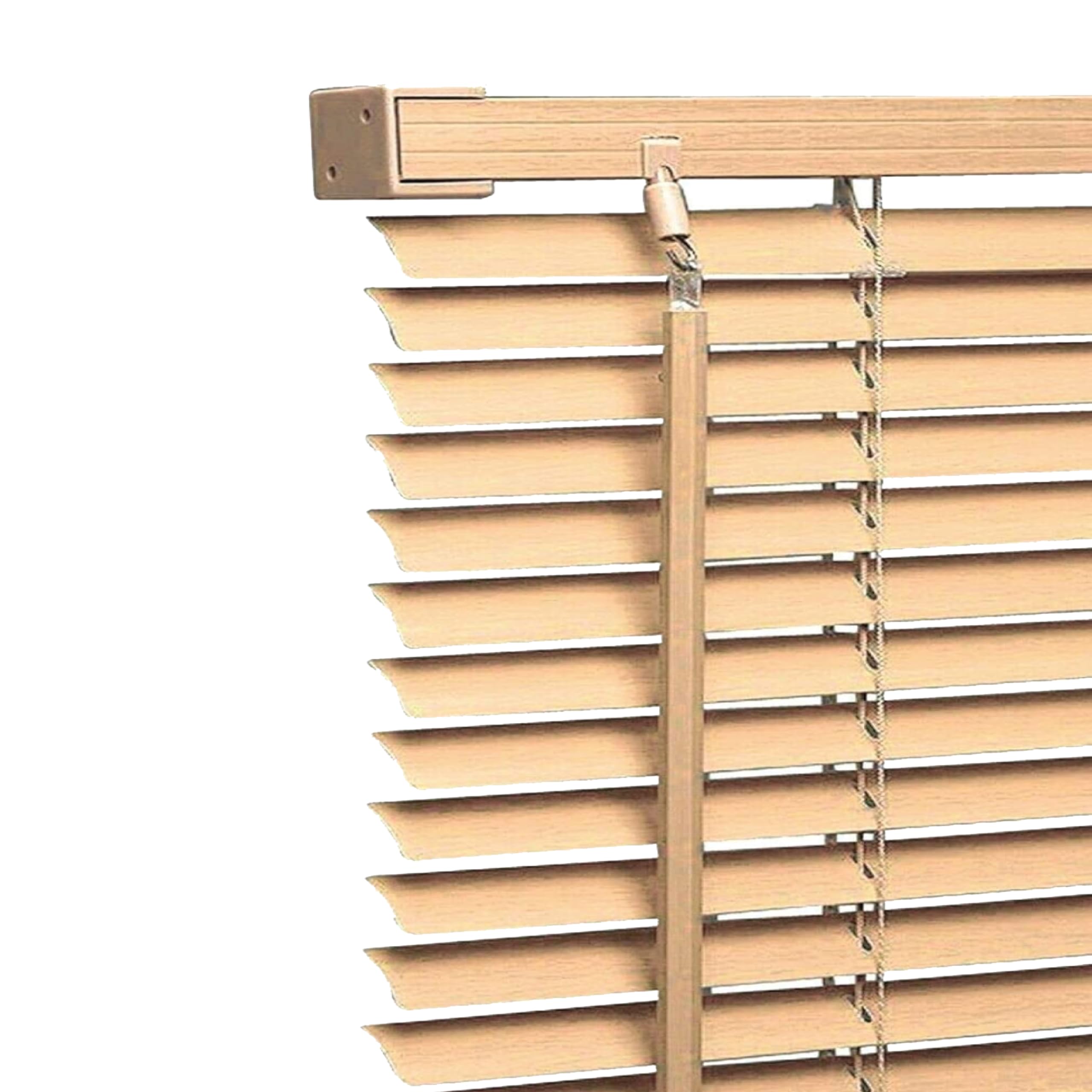 Ev Dekor PVC Window Venetian Blinds 25mm Slats – Wood grain Effect PVC Venetian Blind Shades Easy Fit Curtains Trimmable Windows Treatment Shutters Complete Child Safe Fittings Natural 210 W x 213 Lcm — image 1