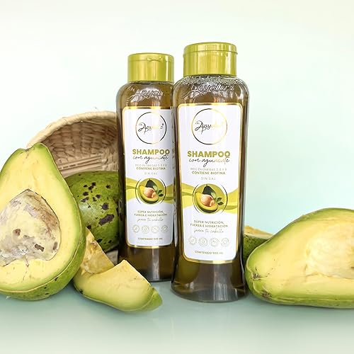 Miniatura 4 de Anyeluz Champú hidratante de aguacate, enriquecido con Omega 3, 6, 9 y biotina, repara y protege las fibras capilares dañadas, mejora el brillo del