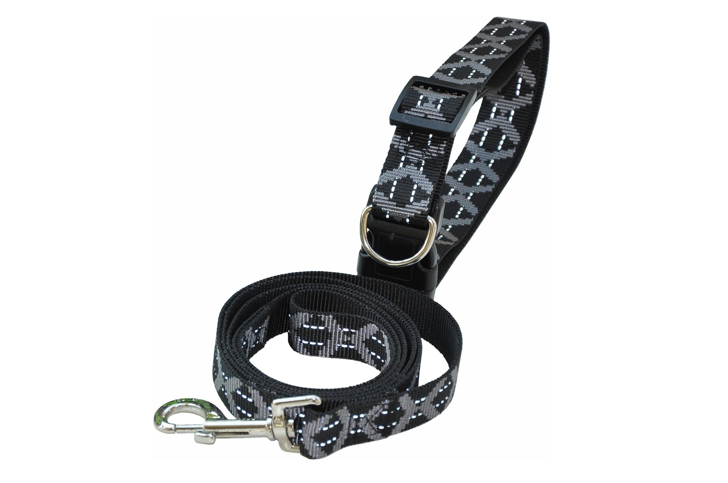 Hundehalsband & Leine Mit Stoßdämpfer – Verstellbares Nylon-Set Für Große Hunde (Schwarz, L)