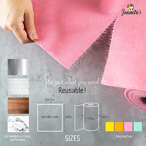 Miniatura 3 de Juanita's - Toallas de papel reutilizables con 25 paños de cocina, suministros de limpieza, cero residuos, toallas orgánicas, lavables a máquina,