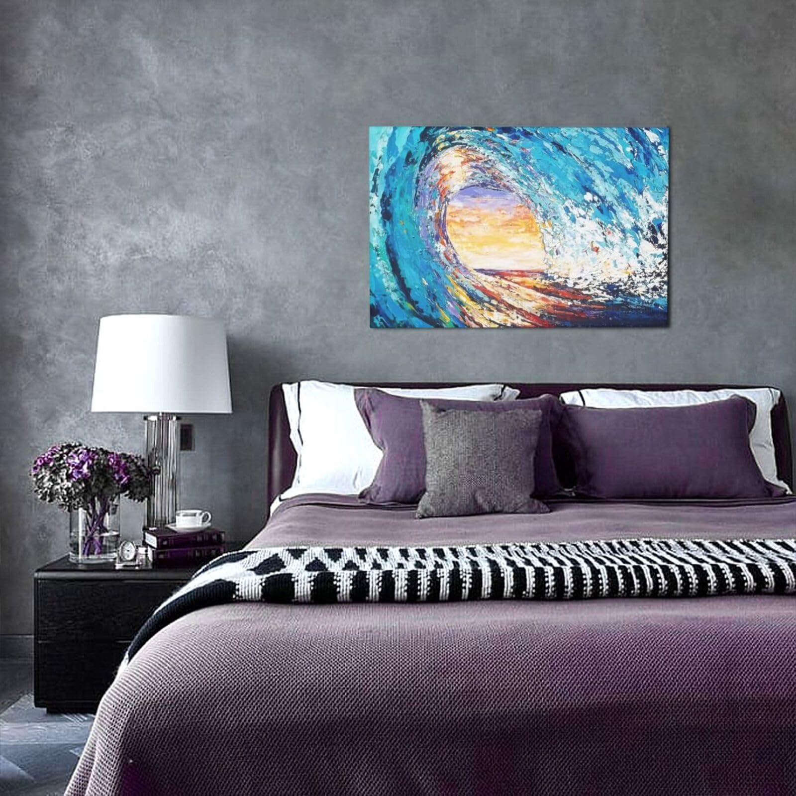 Amazon.co.jp: アートパネル 海の波 油絵風景画 壁掛けアート ポスター