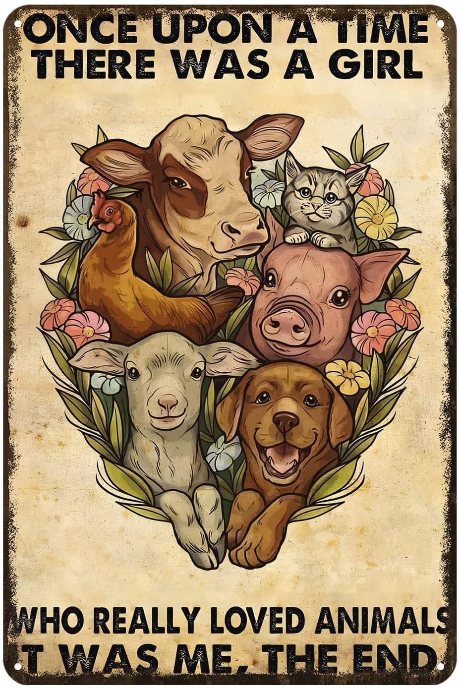 Metal Sign Love Animal Rustic Decor Vintage Tin Sign Home Kitchen Bar Cafe Farm Club Cave Wall Decor Farm Animal Tin Sign Metal Decorations for Outside Wall 8x12 inch