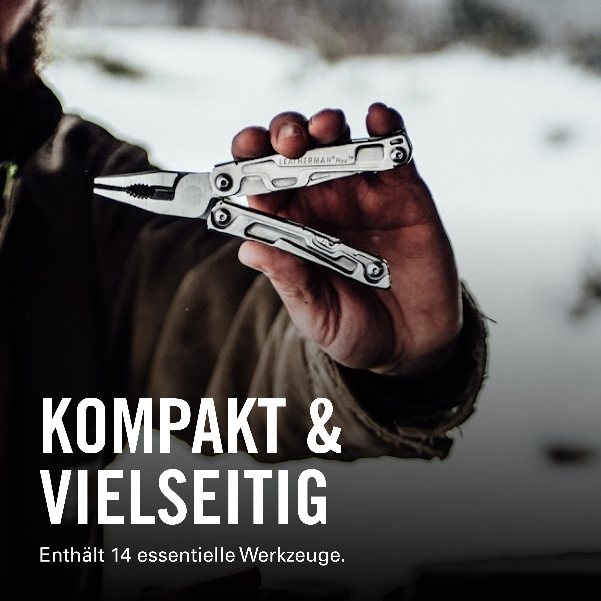 Leatherman Rev Multi-Tool - 14 Werkzeuge mit Klinge für Camping und Heimwerken - Edelstahl, Silber