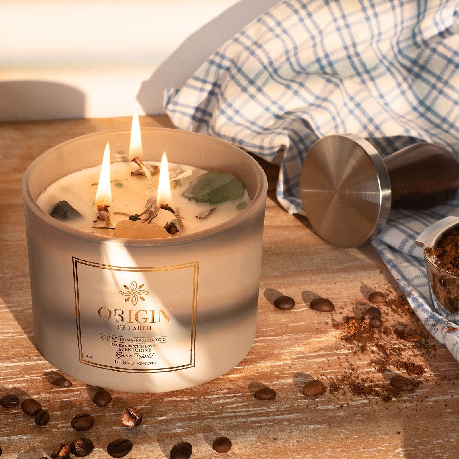 Vela aromática en tarro de cristal, vela de cera de soja natural para el hogar, 40 – 50 horas de tiempo de combustión, aroma de Greenworld, vela de vacaciones, velas perfumadas, 340 g