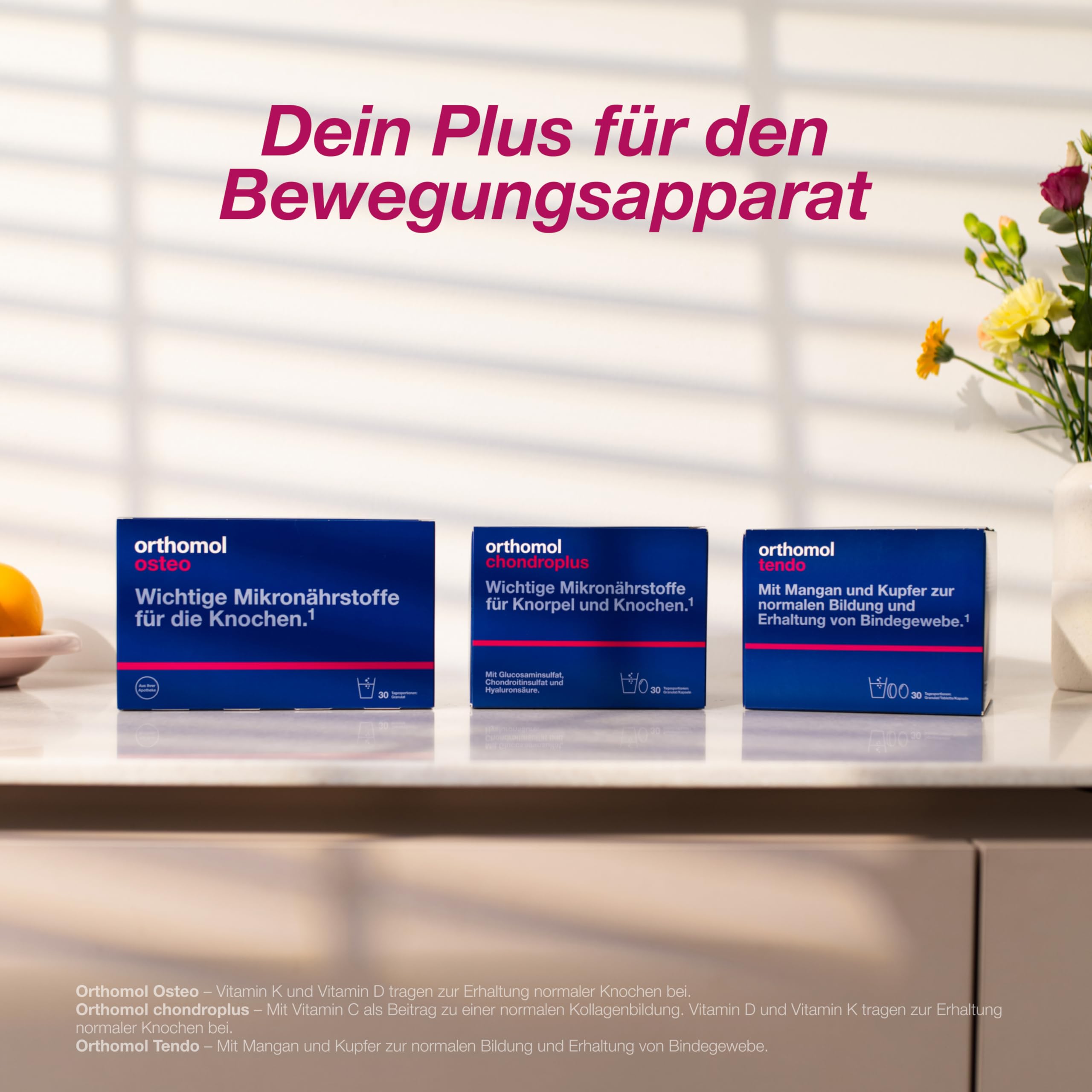 Orthomol chondroplus - Nährstoffe für Knorpel und Knochen - mit Glucosamin, Chondroitinsulfat und Hyaluronsäure - Granulat/Kapseln, 30 pc Portions quotidiennes