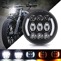 Vista 9 de SUPAREE Faro delantero LED de 5.75 pulgadas para motocicleta, Plug & Play, 5-3/4 pulgadas, compatible con Dyna Softail Deuce Wide Glide Sportster