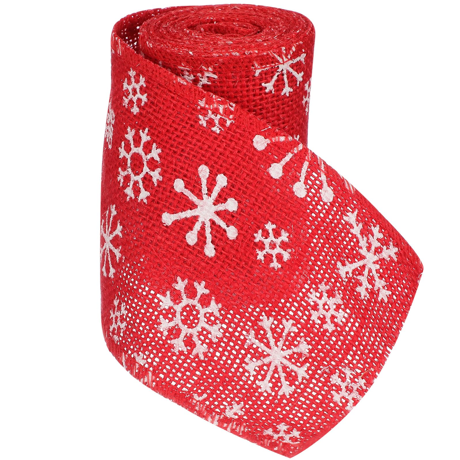 Sackleinenband mit Schneeflocken 10cm Breites Weihnachts Bastelband Juteband für Heimdekoration Hochzeit Selbstgemacht Weihnachtsdeko
