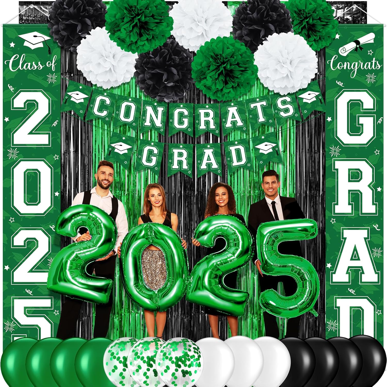 16 Pack Green Plastic Tablecloth & Graduation Party Decorations Class of 2025,Green