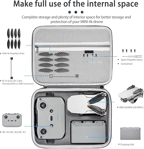 Miniatura 2 de Tomat MINI 4K Funda de transporte portátil para bolsa de viaje para DJI MINI 4K / Mini 2 SE Fly More Combo Accesorios