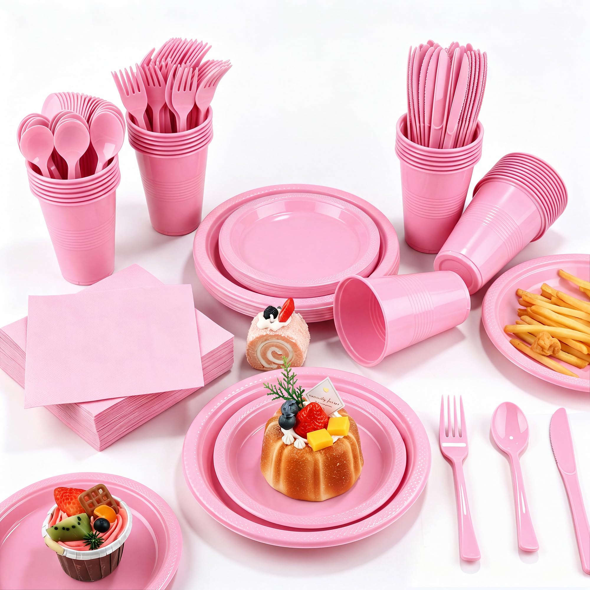 240 Piece Sage Green Disposable Dinnerware Set -9