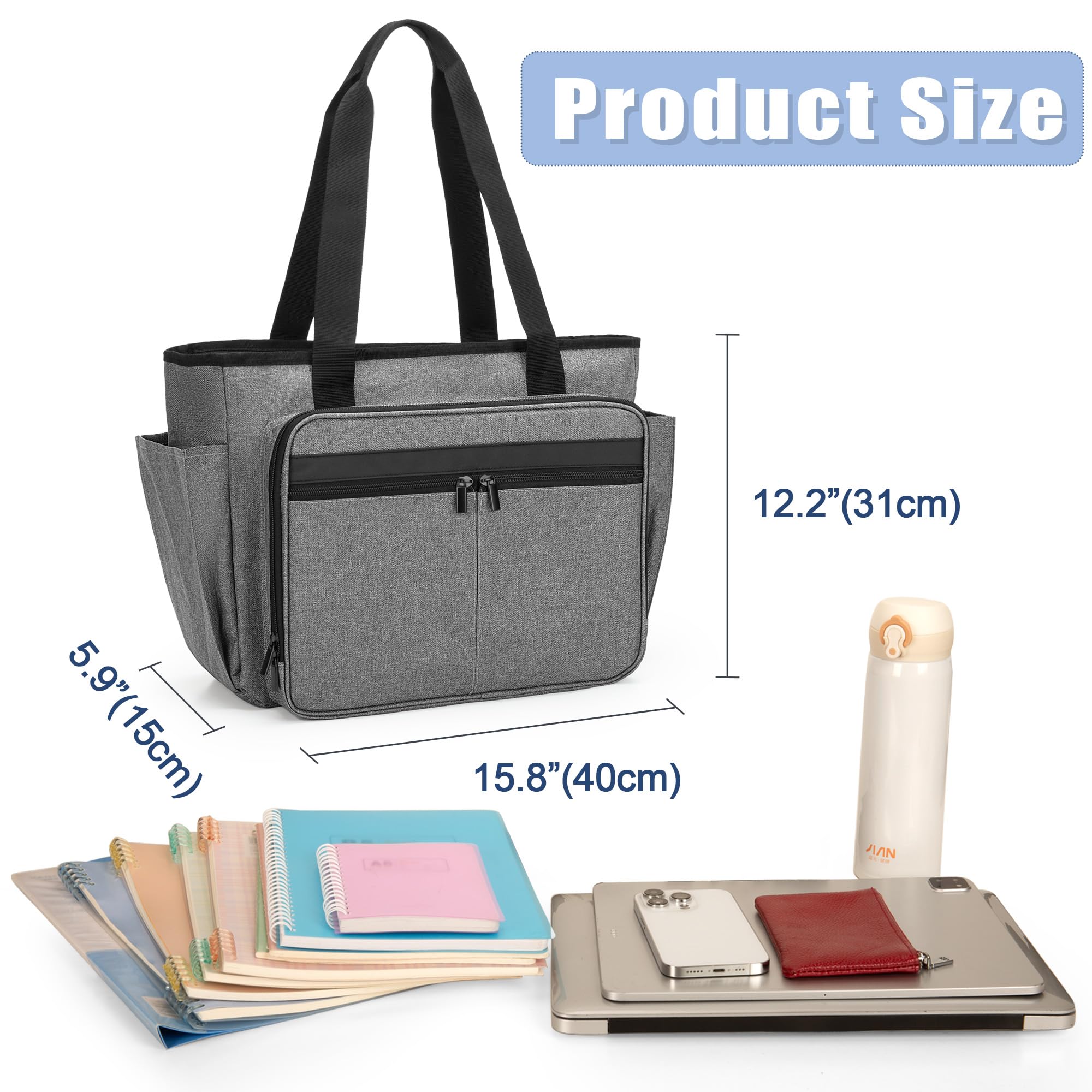 Trunab Bolso para Profesor con Bolsillo Expandible para Carpeta de Archivos, Bolso Utilitario para Enfermeras para Mujeres, Maletín para Computadora Portátil de Oficina
