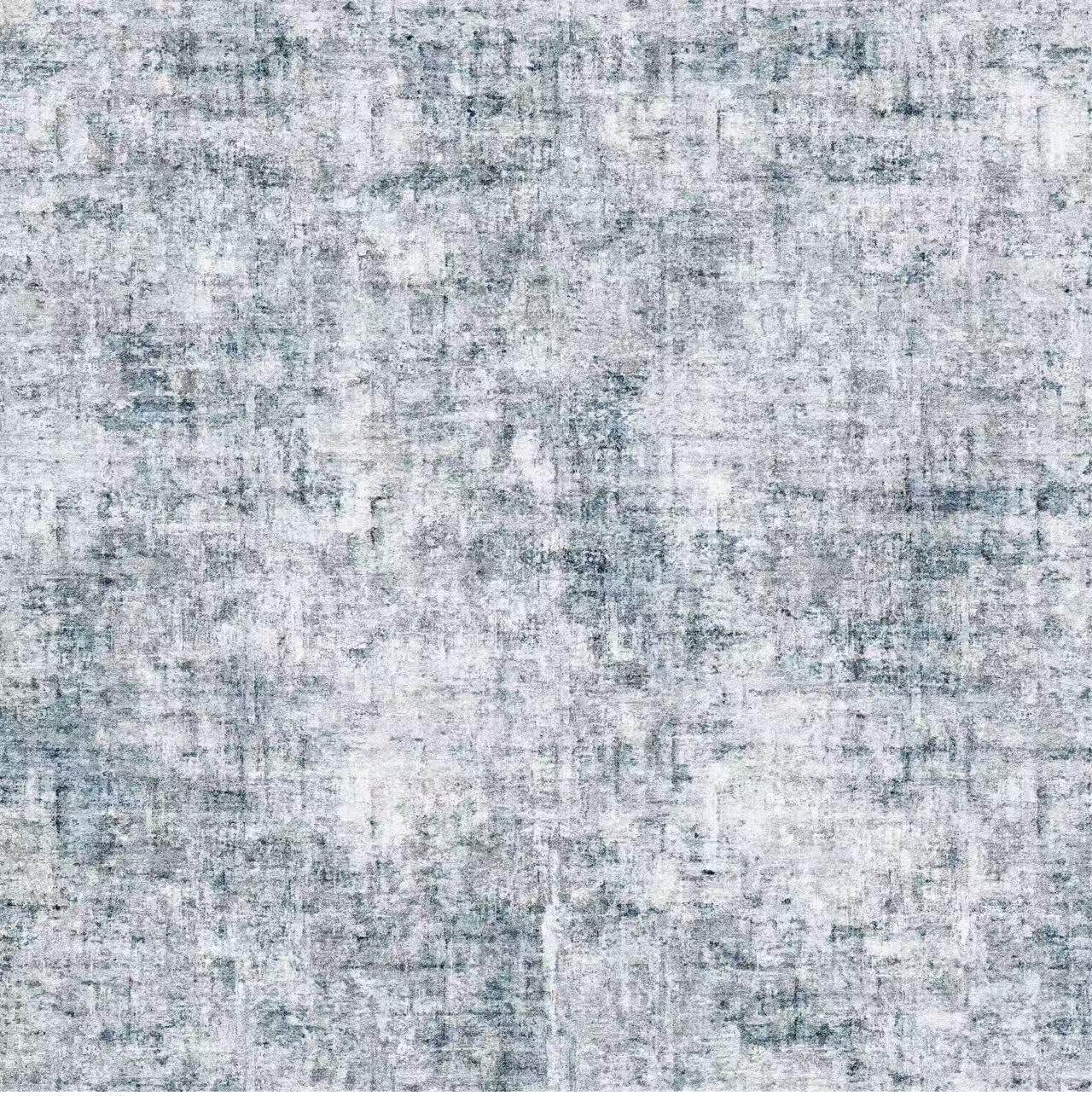 ZHXXUJ Washable 6x6 Square Area Rug – Non Slip Modern Abstract for Kitchen Dining Room Living Room – Low Pile Thin Soft Indoor Rug (Blue Grey)