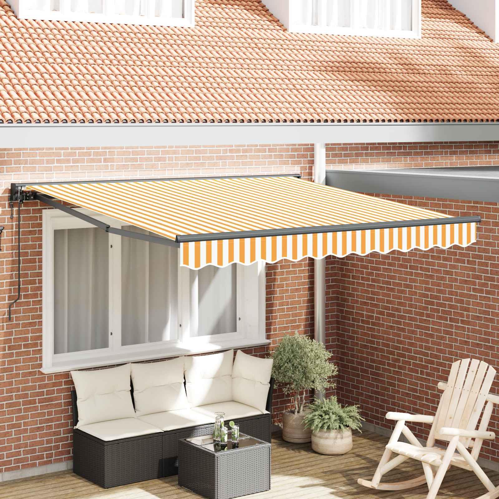 Store rétractable en polyester enduit PU jaune et blanc haute résistance