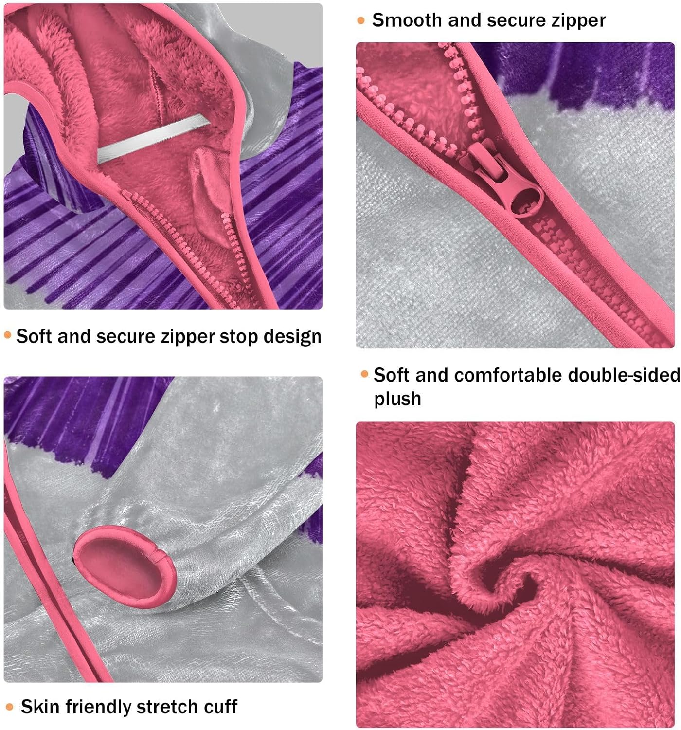 Purple Fan Shaped Abstract Fleece Zip Up Jacket Children Winter Coat