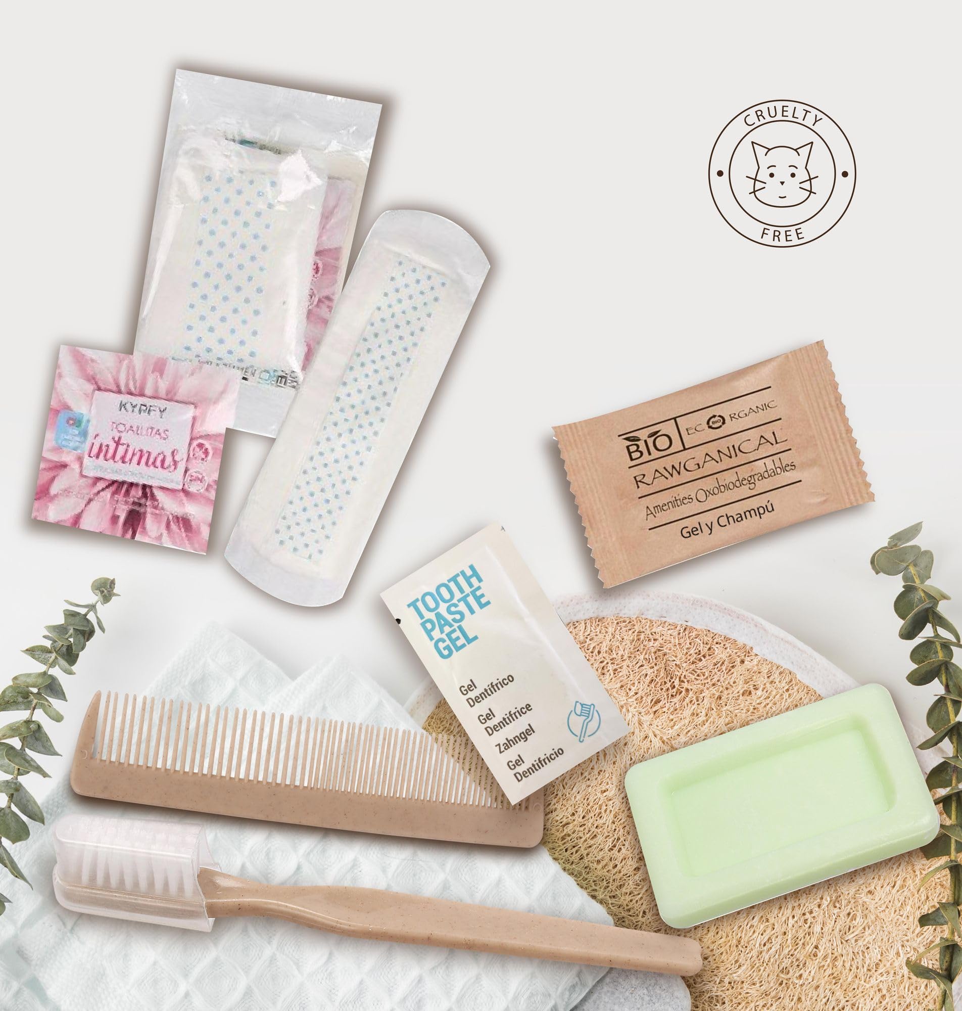 Confezione da 24 kit di igiene personale per donna in beauty case usa e getta - ideale per viaggi, palestra e uso quotidiano