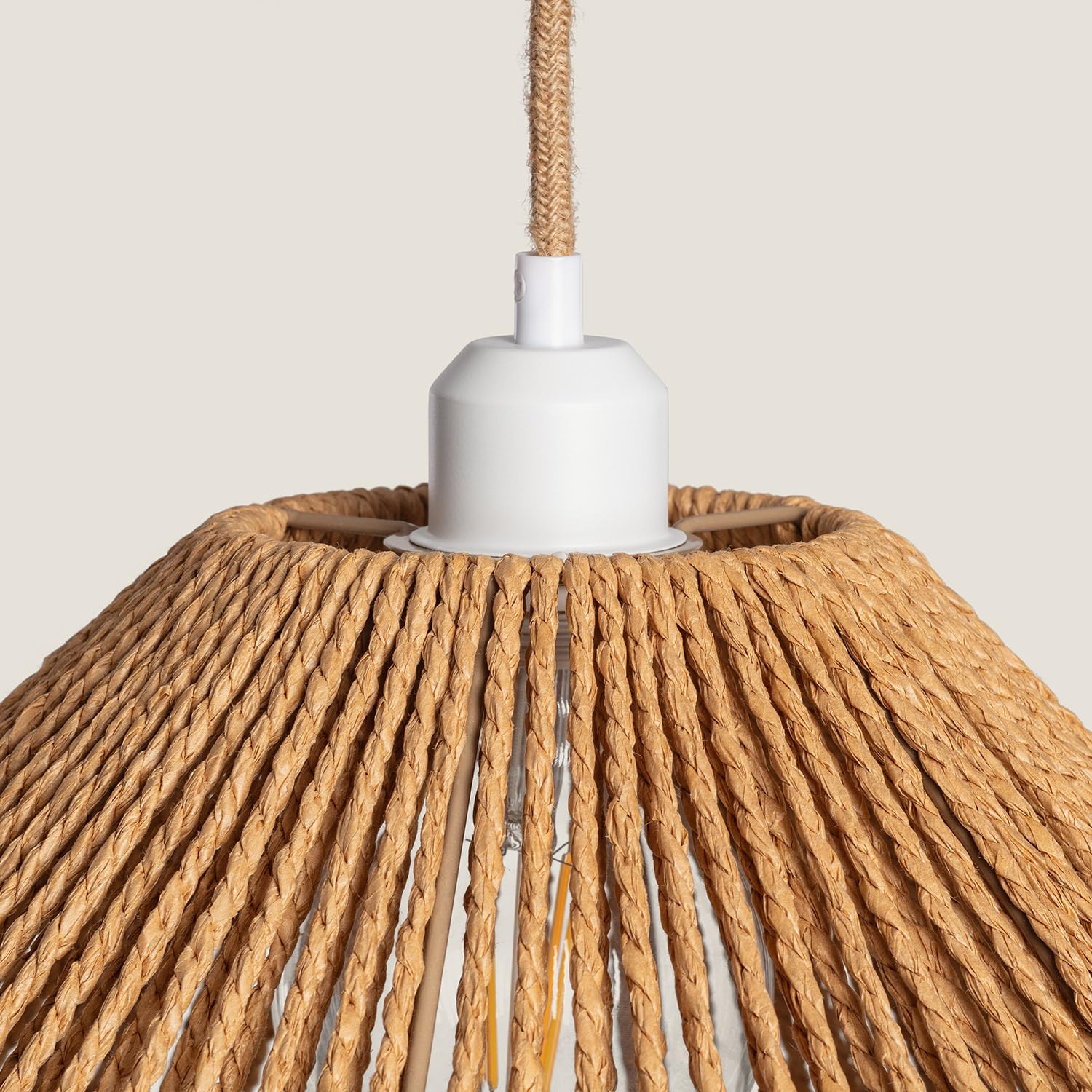 LEDKIA Lámpara Colgante Papel Trenzado Mikah Ø450 Marrón | Diseño Moderno y Funcional | Diámetro Ø45 cm | Ideal para Salón; Dormitorio | Fácil Instalación | Luz Suave