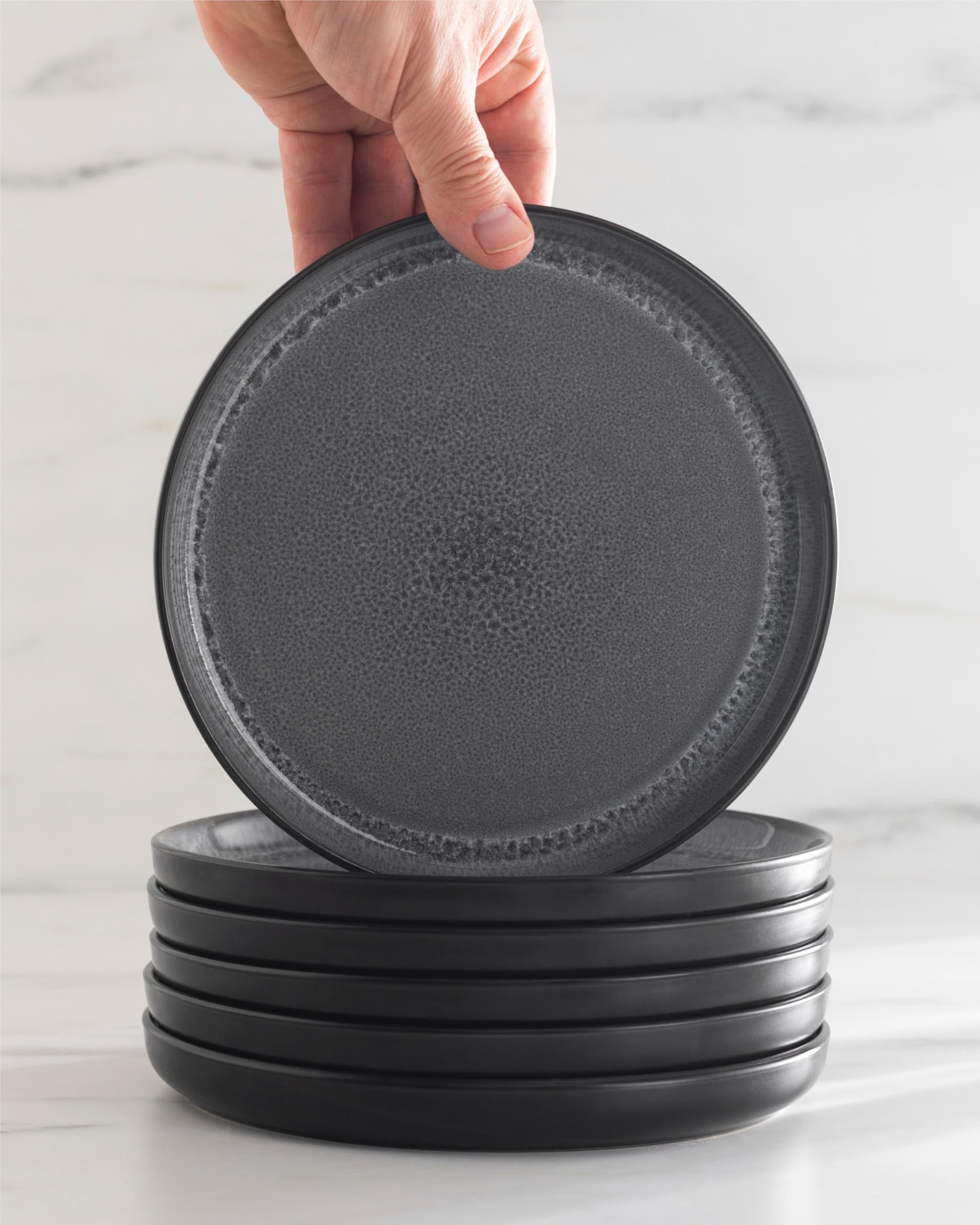 Bol de servicio Ibiza en gres - Ensaladera mediterránea - Apta para lavavajillas y microondas - Bol grande Pure Living en Gris
