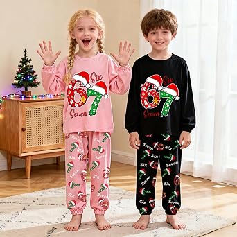 67 Shirt and Pants Set Six Seven Christmas Pajamas 2-Piece Six Seven Meme Sleepwear Set Family Holiday PJs