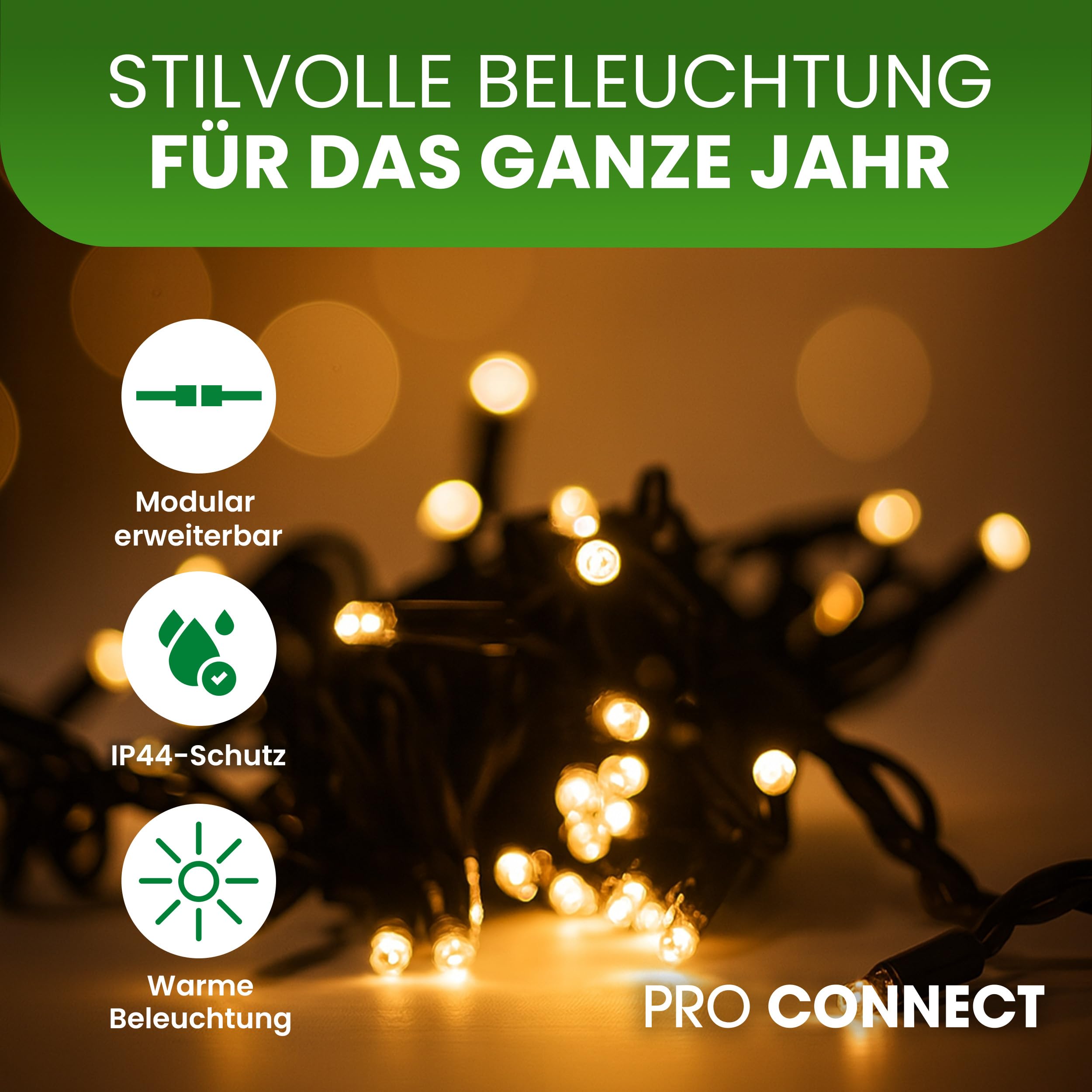 LED Eisregen Lichterkette 3 m 60 LED warmweiß IP44 | Für Innen & Außen | Ideal für Weihnachten, Dach, Balkon & Dekoration