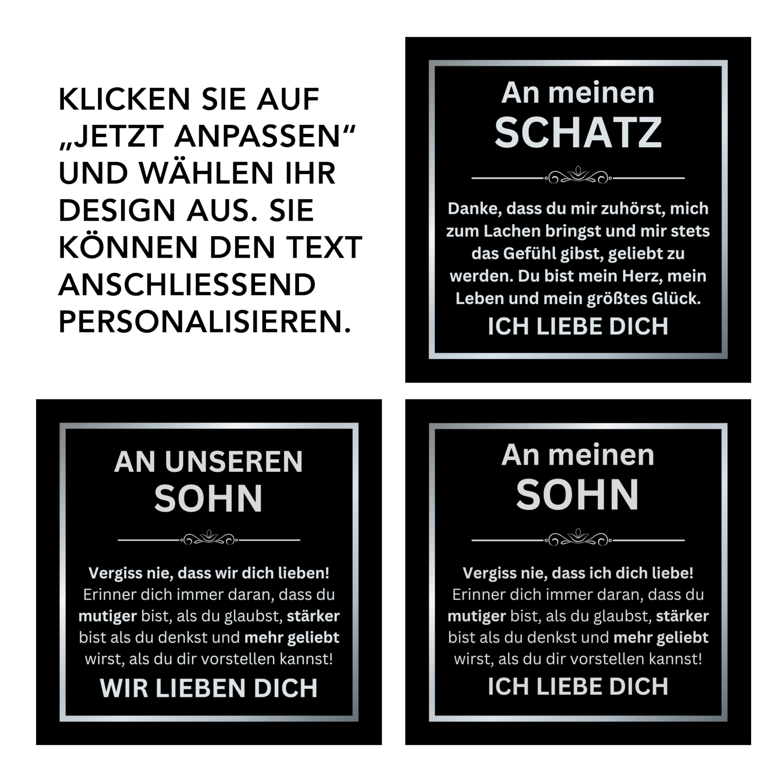 Leder Armband personalisiert mit LED Geschenk-Box An meinen Sohn Mann Schatz Geschenk mit Glückwunschkarte für Männer Herren Jugendliche Jungen Geburtstag Weihnachten