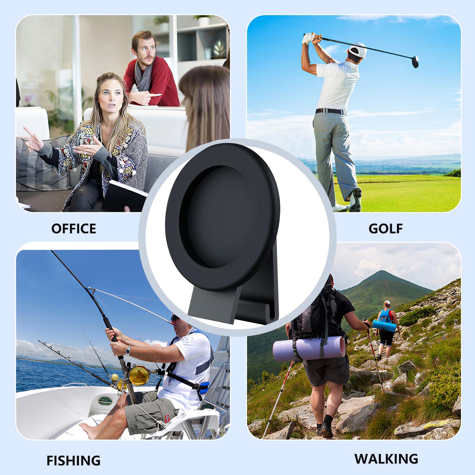 Ysnzaq Magnetischer Handy Gürtelclip Halter, Handyhalterung Rucksack Clip für Wandern, Klettern, Outdoor Handysicherung Halter mit Federseil für für iPhone, Samsung, Google, Moto, Mag-YTJ Black