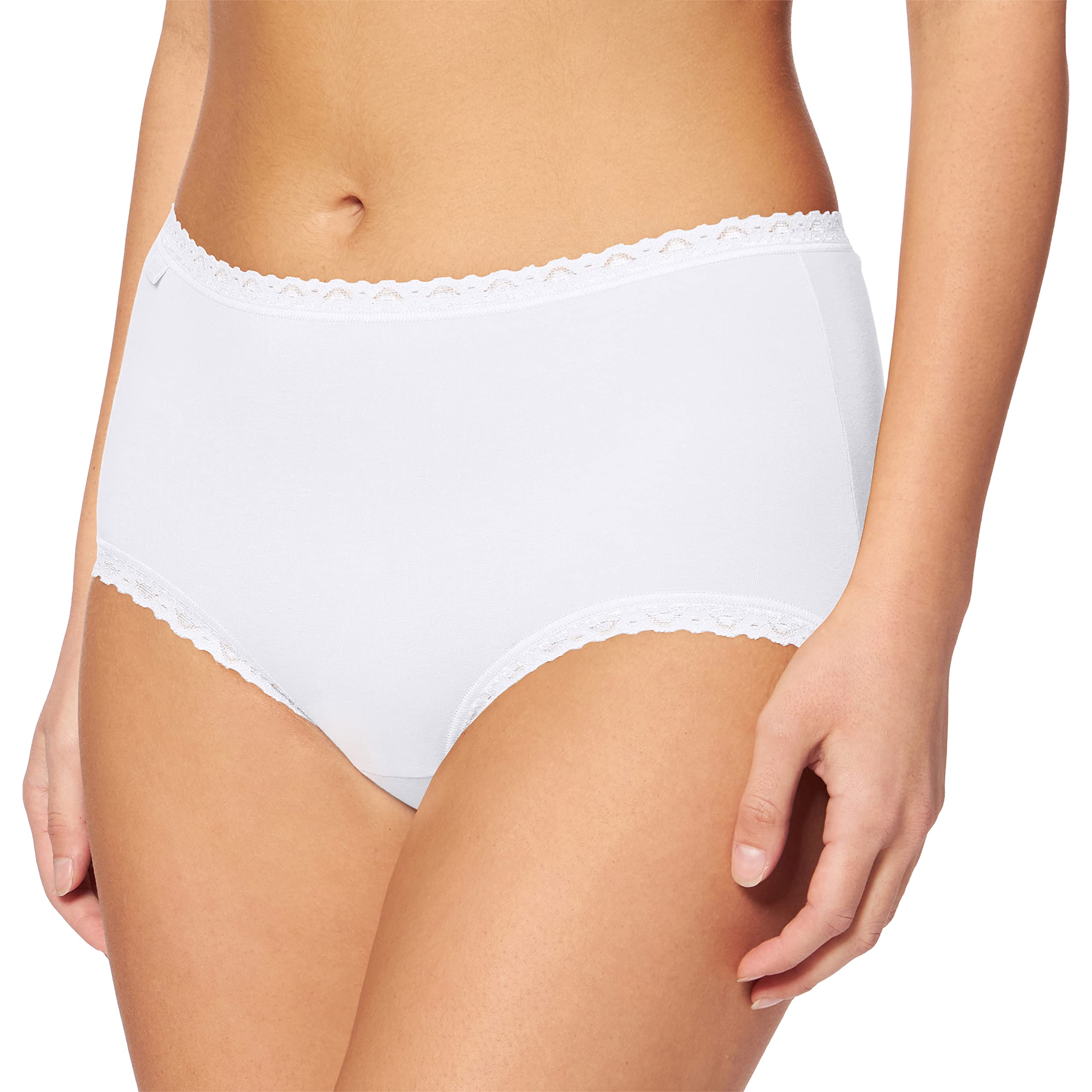Sloggi Women's 24/7 Cotton Lace Midi Boxer Briefs, White, 14 UK