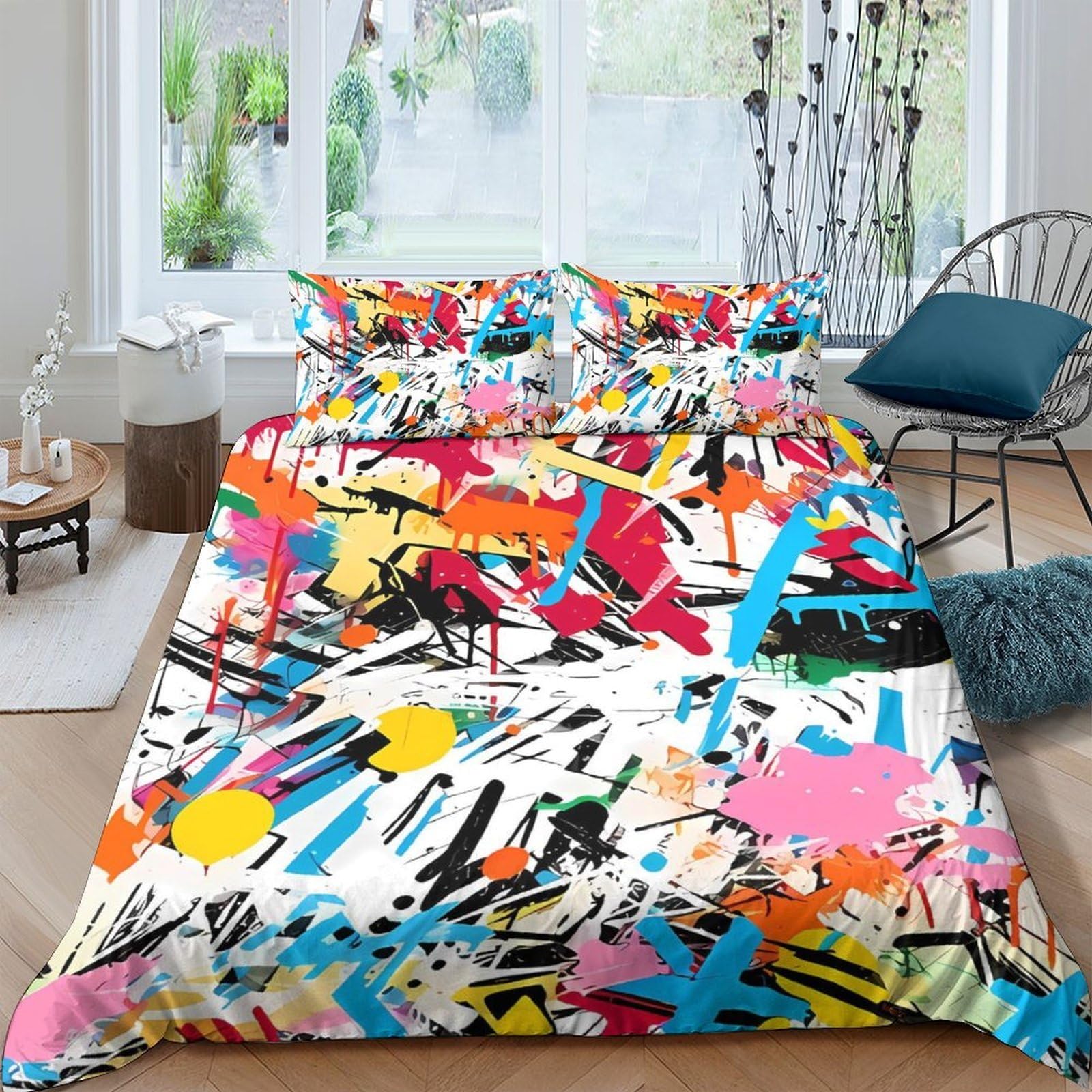 Ctjqhvkz Style-6 3D Printed Abstract Color Splash Fitted Sheet Microfiber Soft Mattress Cover For Bedroom Dorm Modern Decor Single（135X200cm）