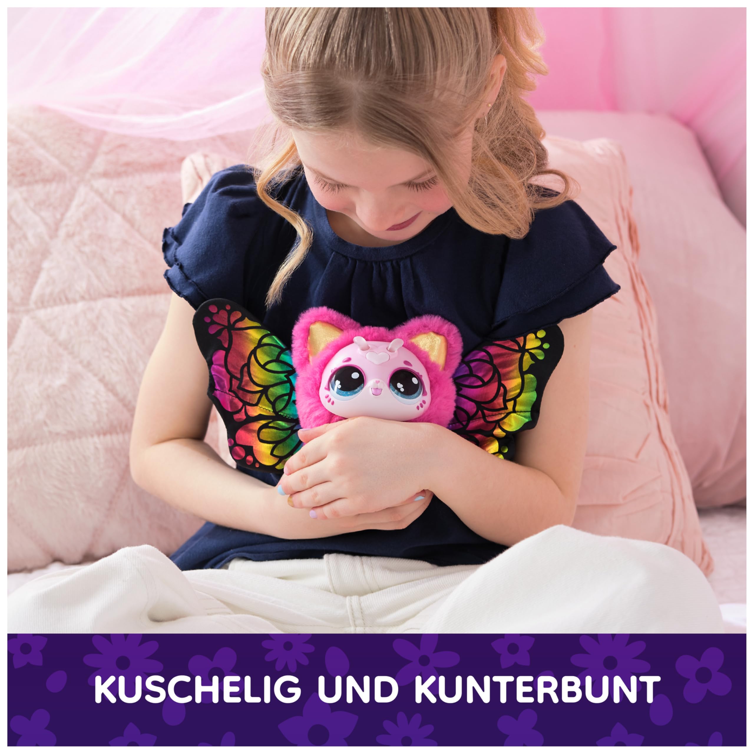 Hatchimals Bloomables Kittyfly, Interaktives Spielzeug mit Überraschung, doppelter Verwandlung und über 100 Geräuschen und Reaktionen, für Kinder ab 4 Jahren