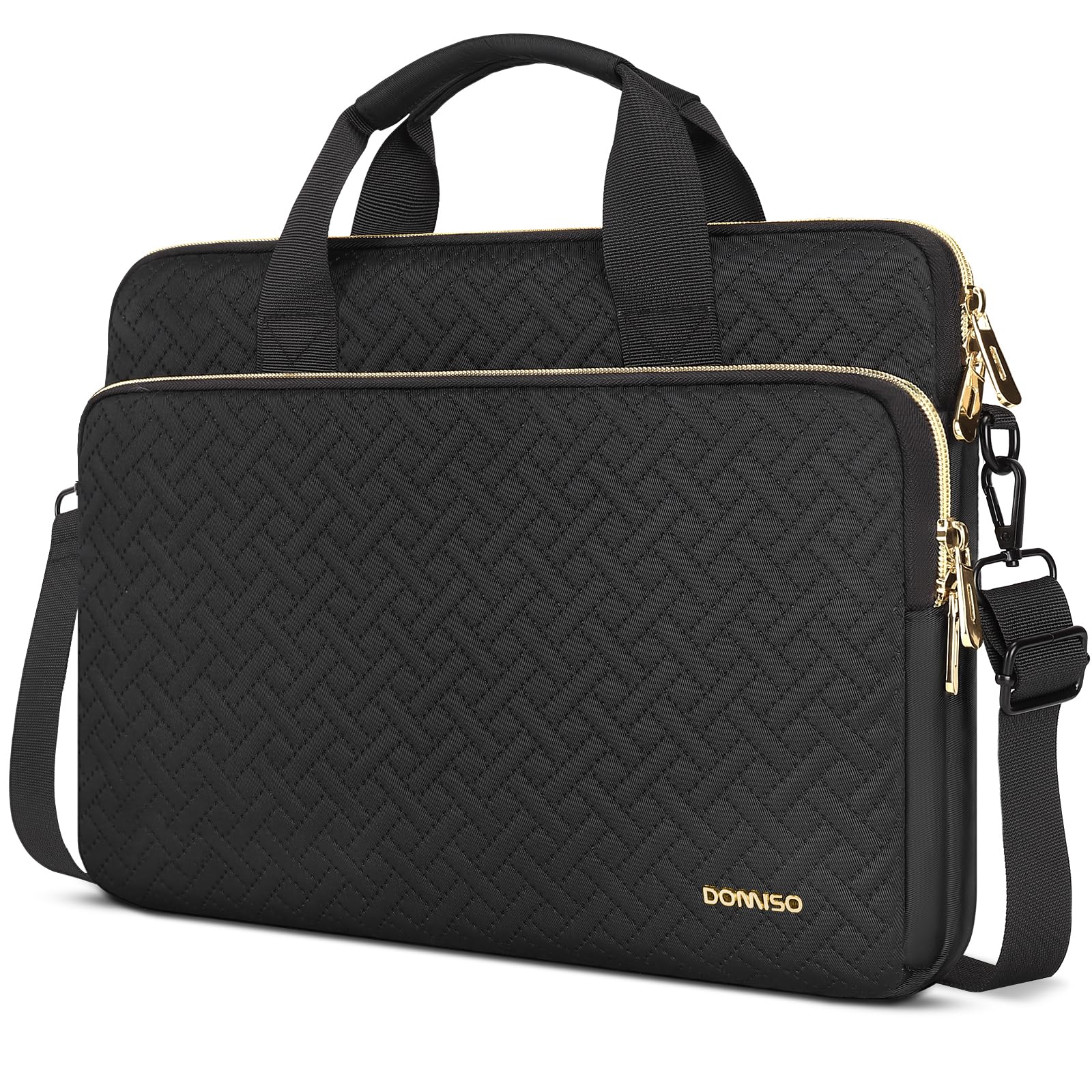 DOMISO Pochette Ordinateur 17 pouces Sacs et Housses pour Ordinateur Portable de Protection Ordi Sacoche PC Portable 17 pouces pour HP ASUS Dell XPS Laptop Notebook,Avec bretelles amovibles,Noir