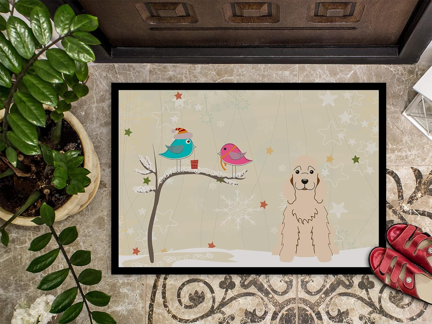 Caroline's Treasures BB2566MAT Between Friends Cocker Spaniel - Buff Doormat 18x27 Front Door Mat Indoor Outdoor Rugs for Entryway, Non Slip Washable Low Pile, 18H X 27W