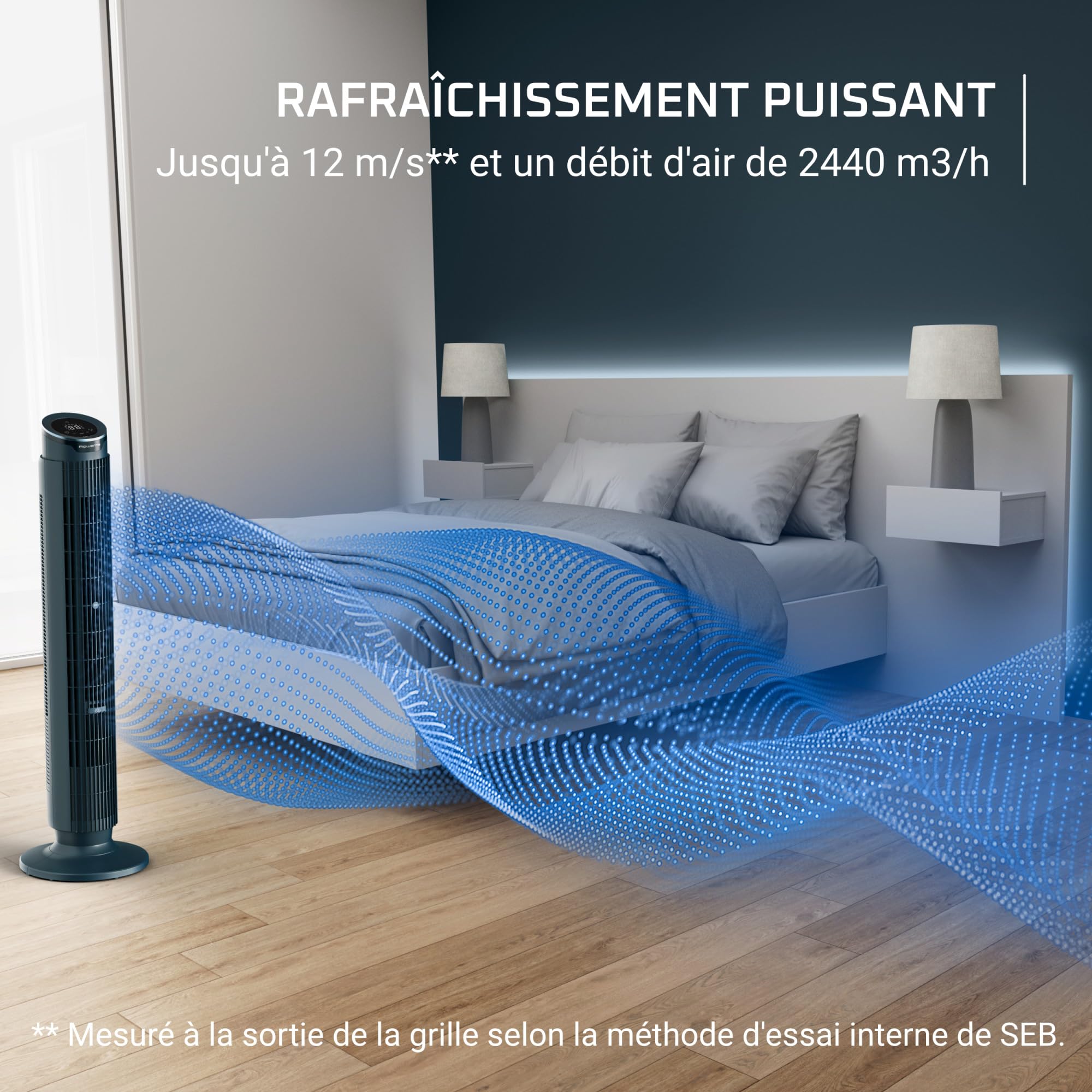Rowenta Eole Silence Force, Ventilatore Torre, Rinfresco Potente, Estremamente Silenzioso, Risparmio Energetico, VU7050F0