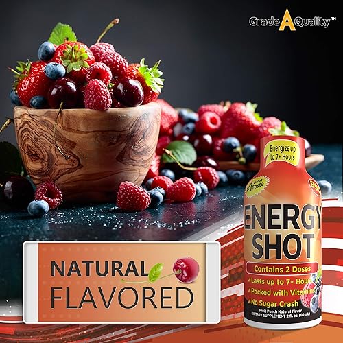 Miniatura 4 de Vitamina Energy Shots, sabor a ponche de frutas, hasta 7 horas de energía, 1.93 onzas líquidas, 12 unidades